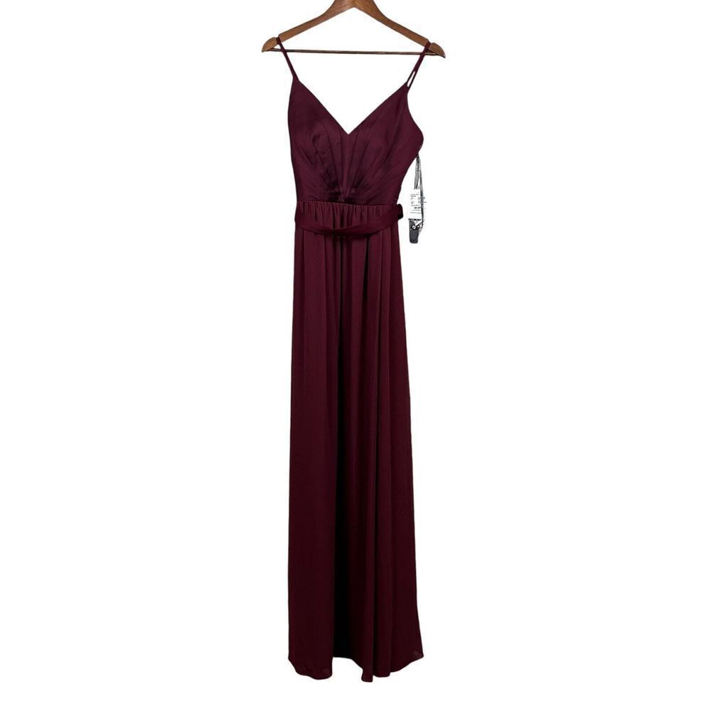 White Vera Wang Womens Gown 2 Wine Chiffon Prom‎ Event Bridesmaid Gown Dress